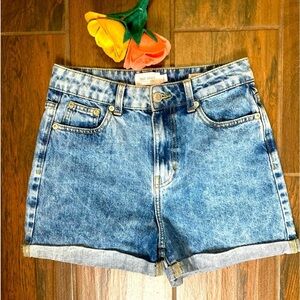 True Craft High Rise Mom Stone Wash Shorts